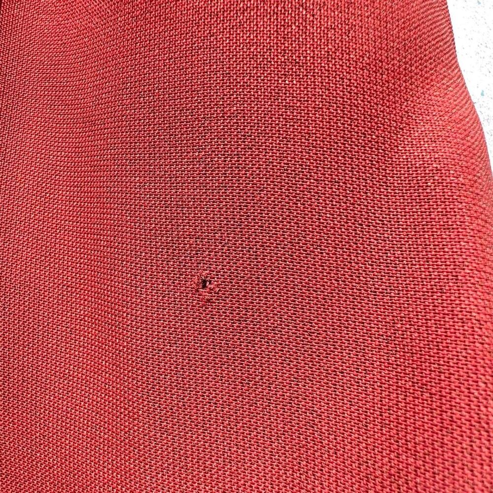 1930s terracotta red rayon crepe day dress w/ contrast squiggle soutache - Picture 8 of 8